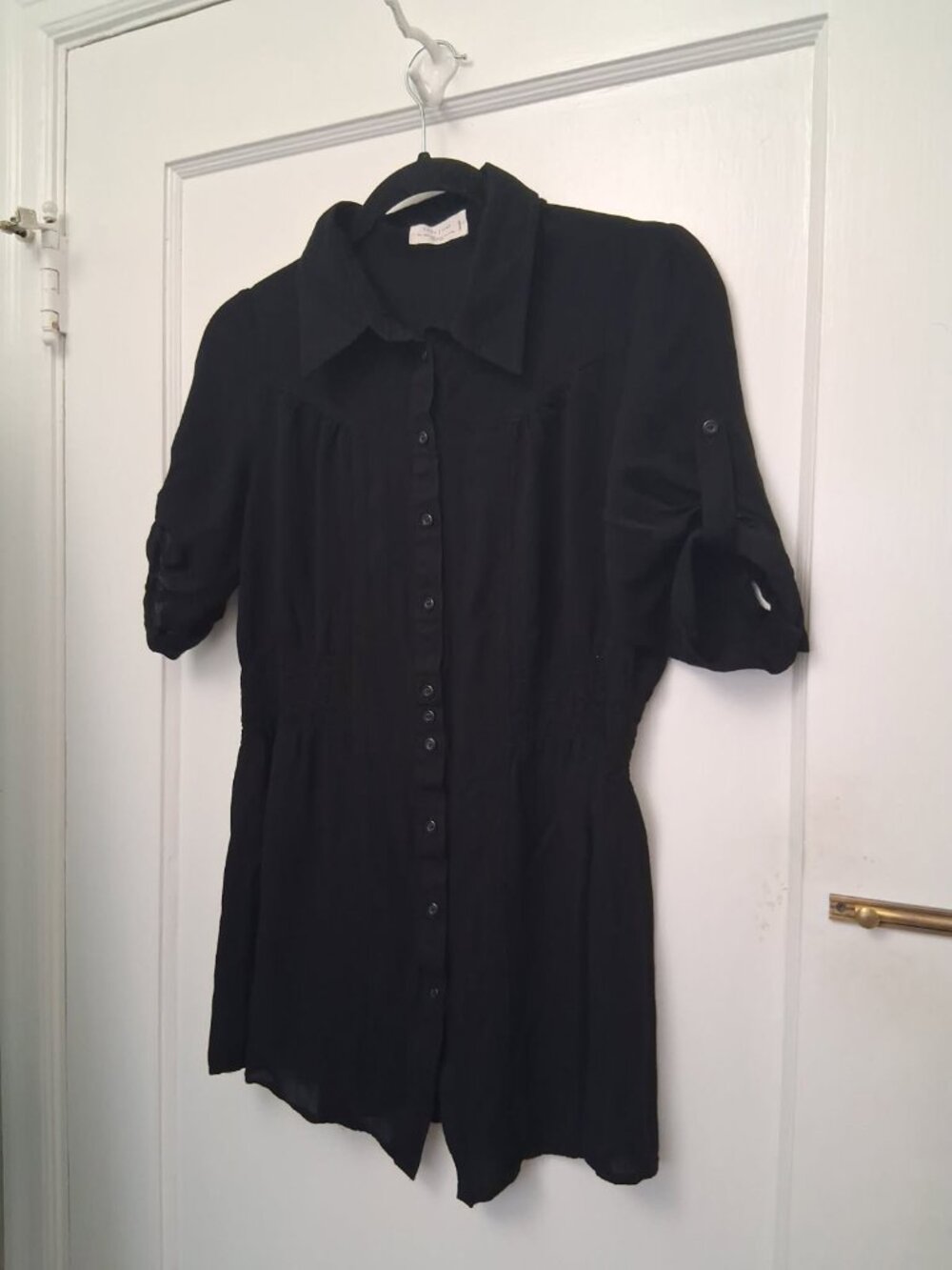 Women's Black Love Tree Button up Blouse - Picture 4 of 8